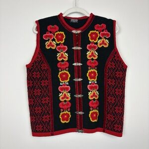 Vintage Vrikke 100% Wool Size Small Sweater Vest Norwegian Irene Haugland Zahl